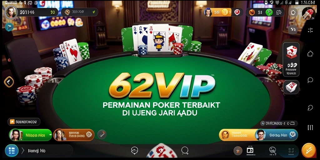 Tampilan antarmuka permainan Poker yang menarik dan interaktif.