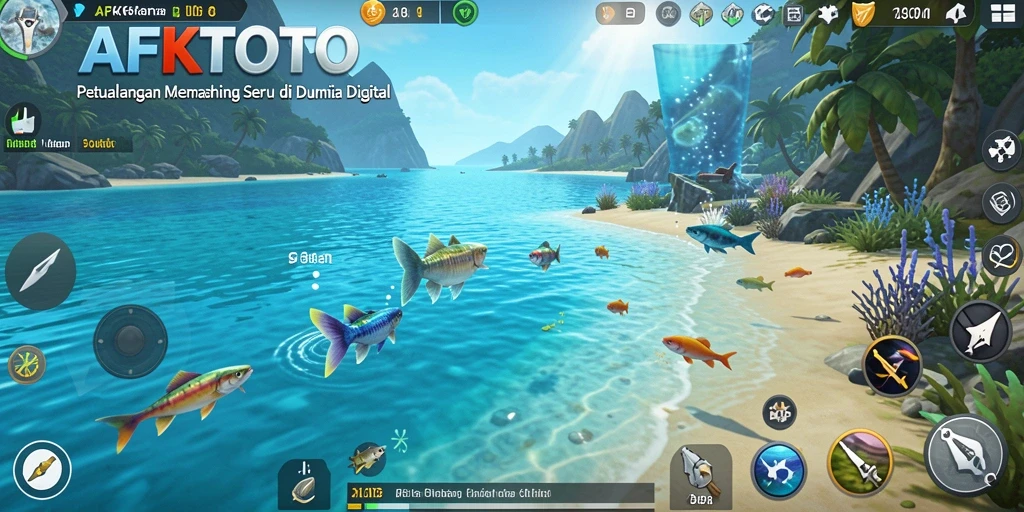 Screenshot gameplay AFKTOTO yang menunjukkan aksi memancing yang seru.
