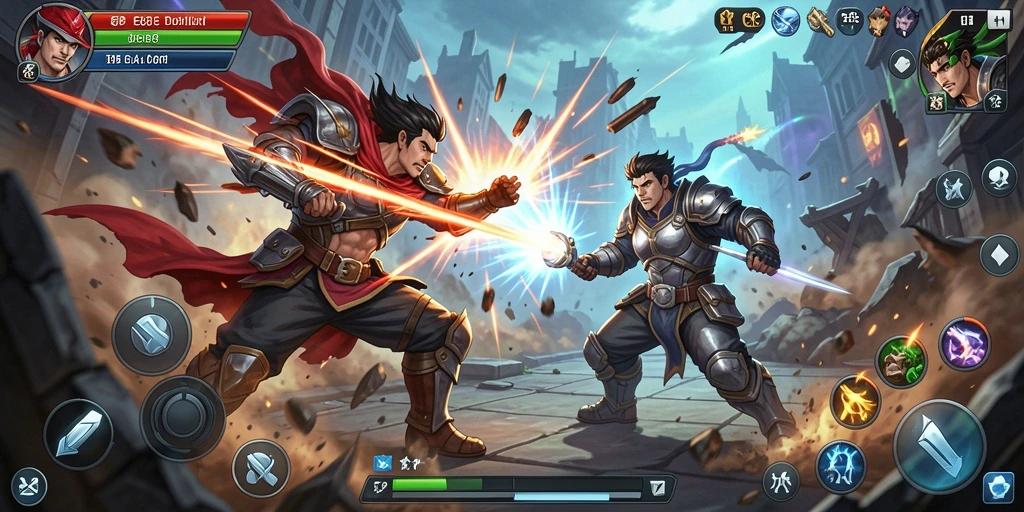 Tampilan gameplay mendebarkan dari E88 dengan pertarungan epik dan karakter dinamis.