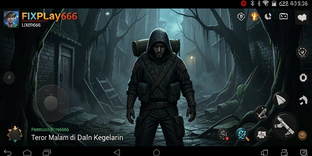 Tampilan gameplay FIXPLAY666 dengan suasana mencekam dan visual Horror.