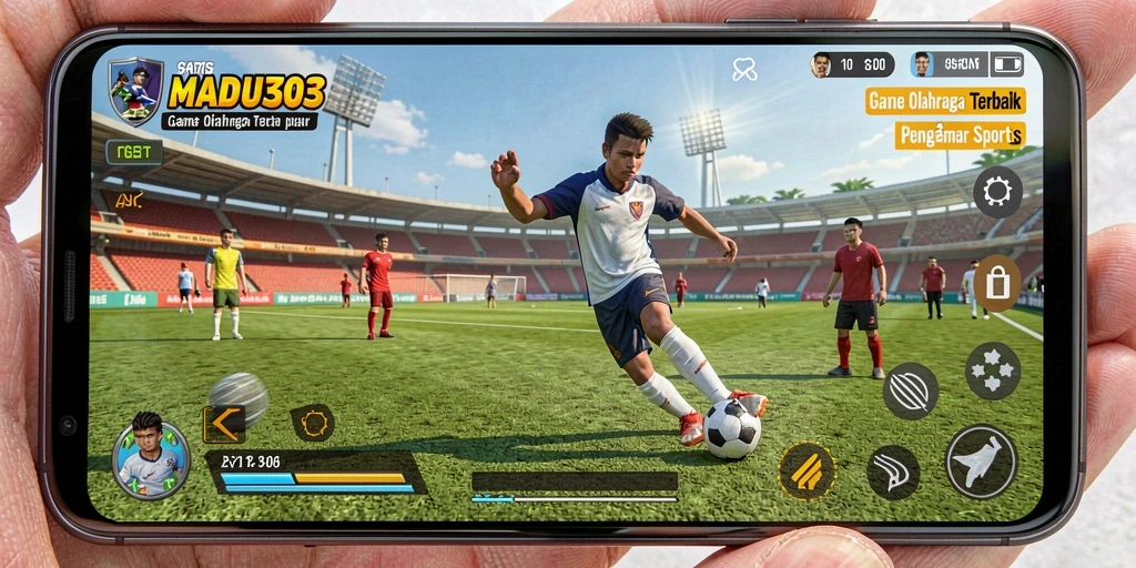 Screenshot gameplay MADU303 menampilkan aksi olahraga yang seru.