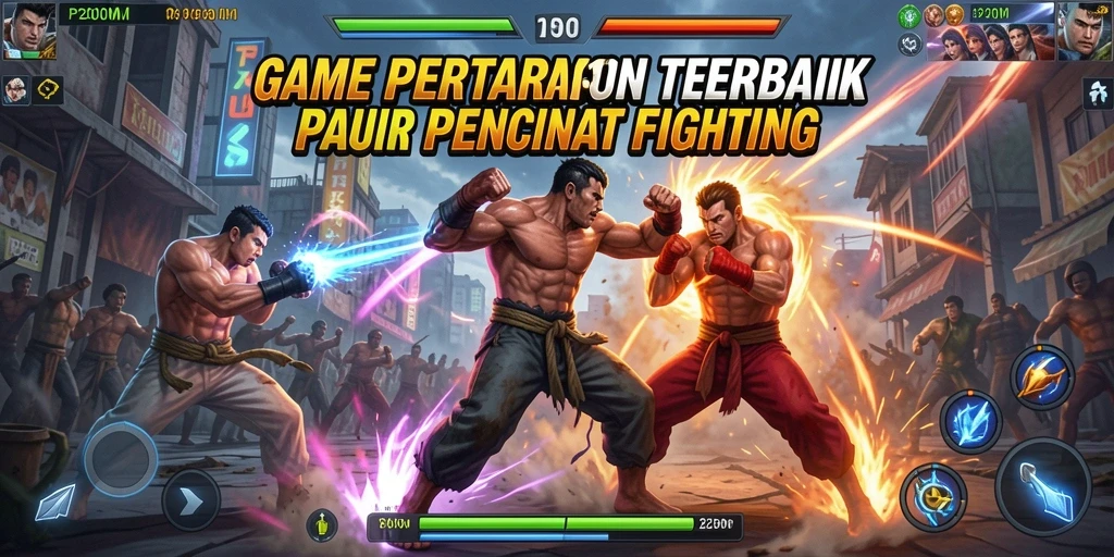 Screenshot utama P200M menampilkan aksi pertarungan yang intens dan grafis luar biasa.