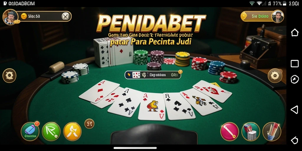 Tampilan gameplay seru dalam aplikasi PENIDABET yang memikat para pemain Gaple.