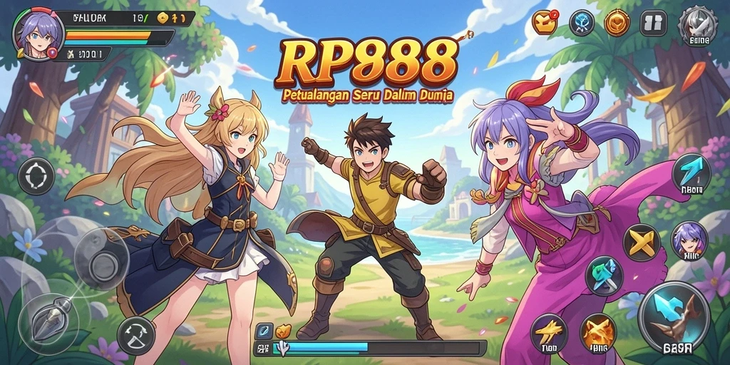 Screenshot menunjukkan karakter anime beraksi dalam pertempuran yang mendebarkan.