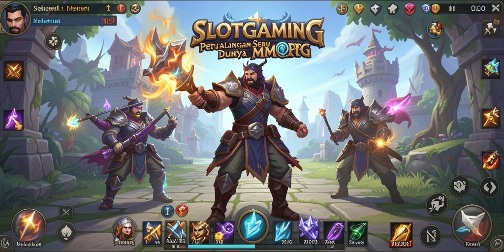 Tangkapan layar SLOTGAMING menampilkan aksi pertempuran seru di dunia MMORPG.