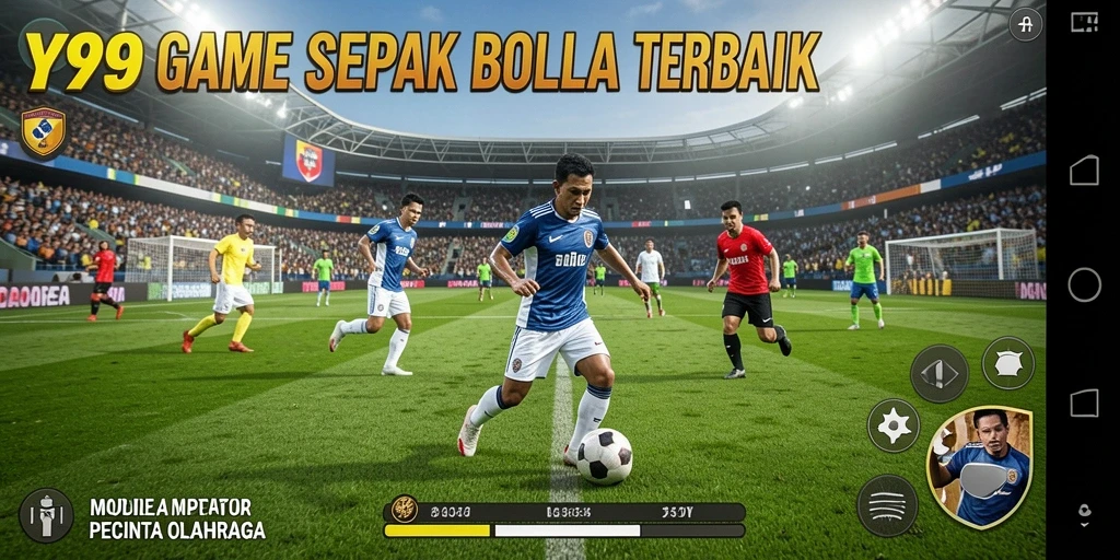 Tampilan gameplay Y89 menampilkan aksi permainan sepak bola yang seru dan mendebarkan.